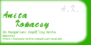 anita kopacsy business card